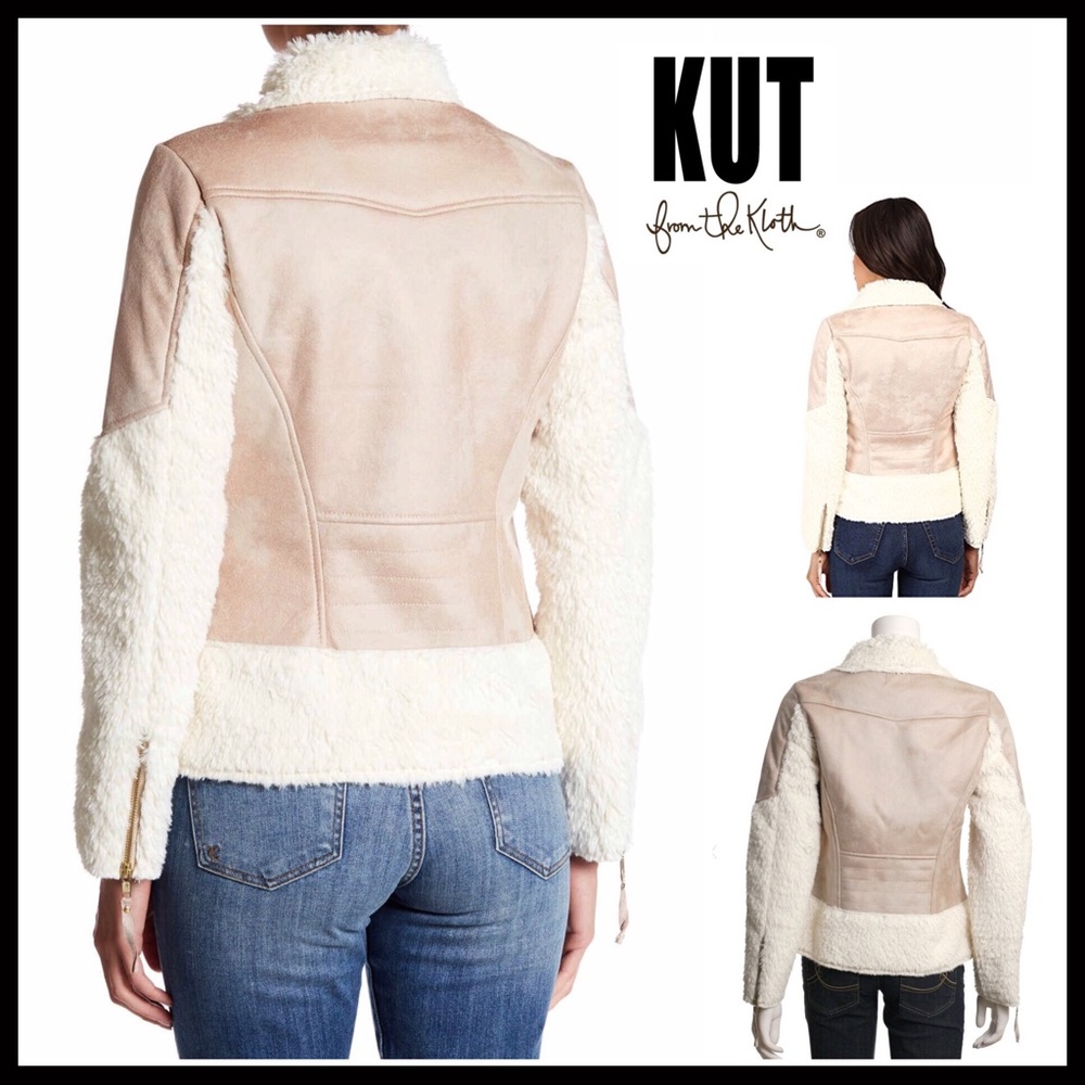 ❌SOLD❌VEGAN SUEDE - SHEARLING MOTO BOMBER JACKET - Picture 7 of 8